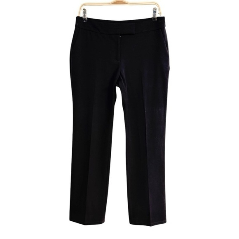 Anne Klein Classic Black Trouser Size 6 Straight Leg Front Pleat